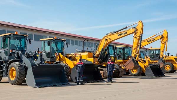 Парк обслуженной спецтехники у сервисного центра